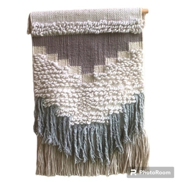 Woven Wool & Cotton Hanging Wall Tapestry with Wood Rod - Picture 1 of 8